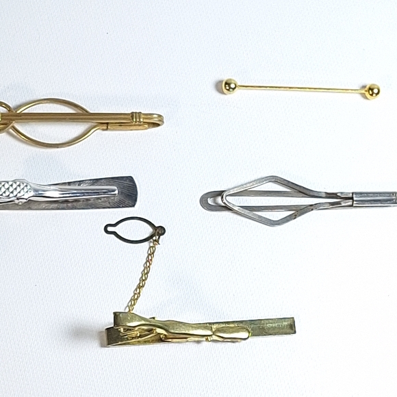 Vintage Lot 5 Assorted Tie Clips Pins - Picture 8 of 9